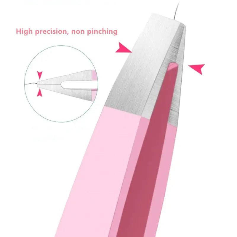 3 In 1 High-precision Eyebrow Tweezers Professional Eyebrow Trimmer with Brush Beard Removal Clips Eyelashe Grafting Tweezer 1pc