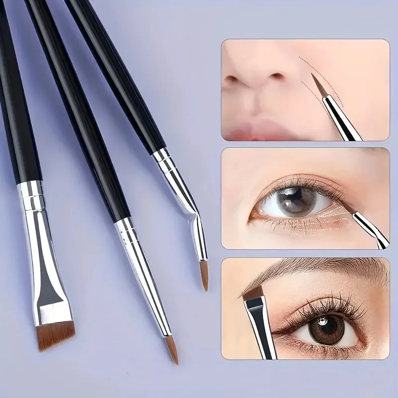 7 combination precision detail makeup brushes, eyeliner and eyebrow brush sets, with ultra-thin eyebrow and lower eyelid brushes