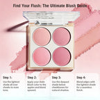 4-Color Blush Set with Brush-Pink, Perfect for Christmas & Valentine’s Day Makeup,Long-Lasting for Daily & Party Looks