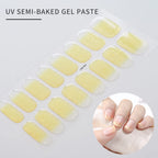 16Tips French Black Semi-Cured Nail Stickers With Glitter Long-Lasting UV Gel Nail Polish Wraps Full Cover Nail Art Decals Patch