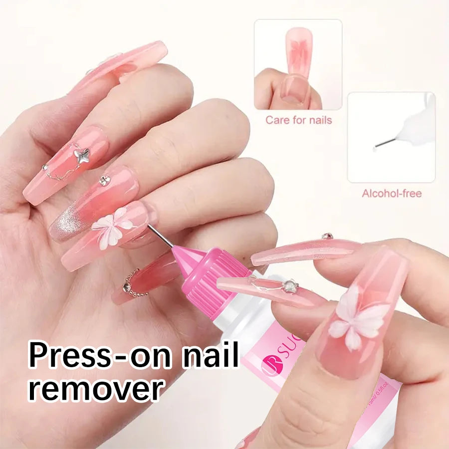 15ml wear nail needle tube nail polish remover solid patch glue UV jelly glue fast nail polish remover gentle and non-irritating