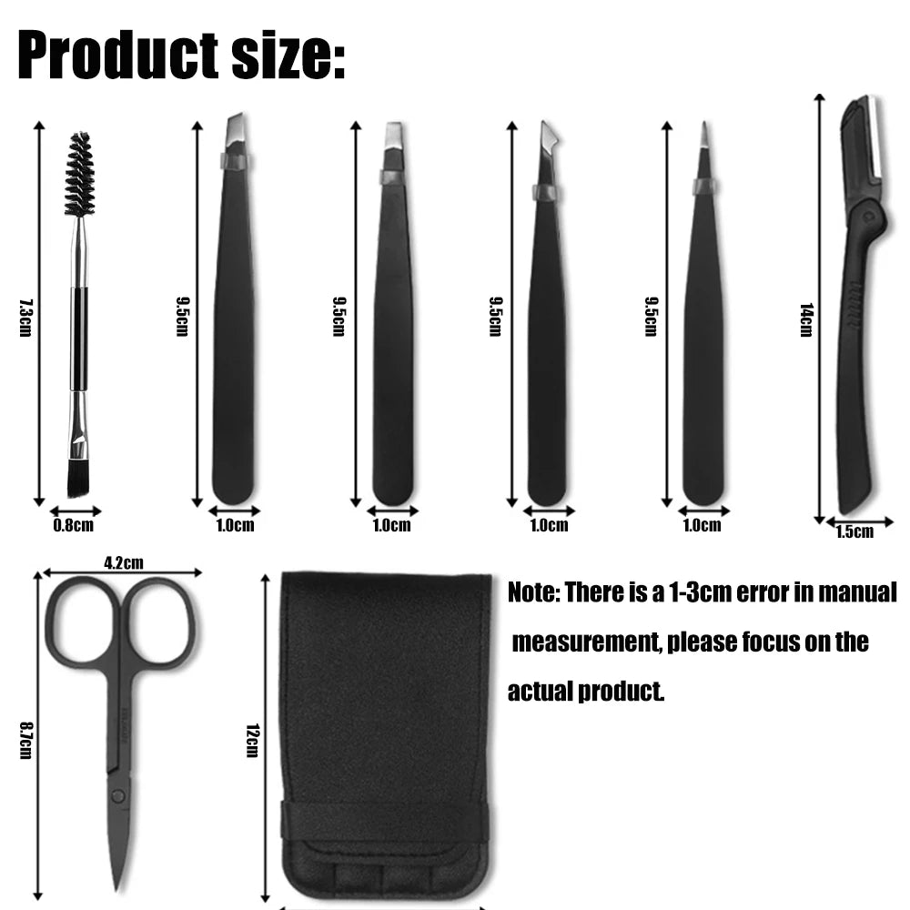 6/8PCS Eyebrow Tweezers Set Professional Stainless Steel Tweezer With Eyebrow Knife Scissors For Beauty Facial Hair Removal Tool
