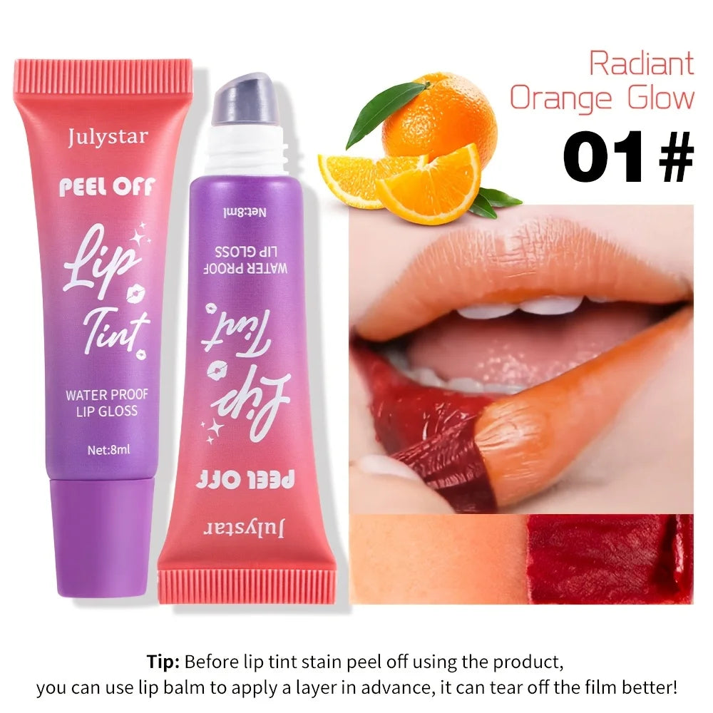 Peel-Off Matte Lip Tint – Fruity Scented Waterproof Lip Stain, Long-Lasting Color with Matte Finish, Non-Fading Lip Makeup