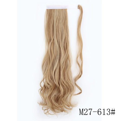 LISI GIRL Synthetic Hair 22''34'' Long Straight Ponytail Wrap Around Ponytail Clip in Hair Extensions Black Hairpiece Headwear
