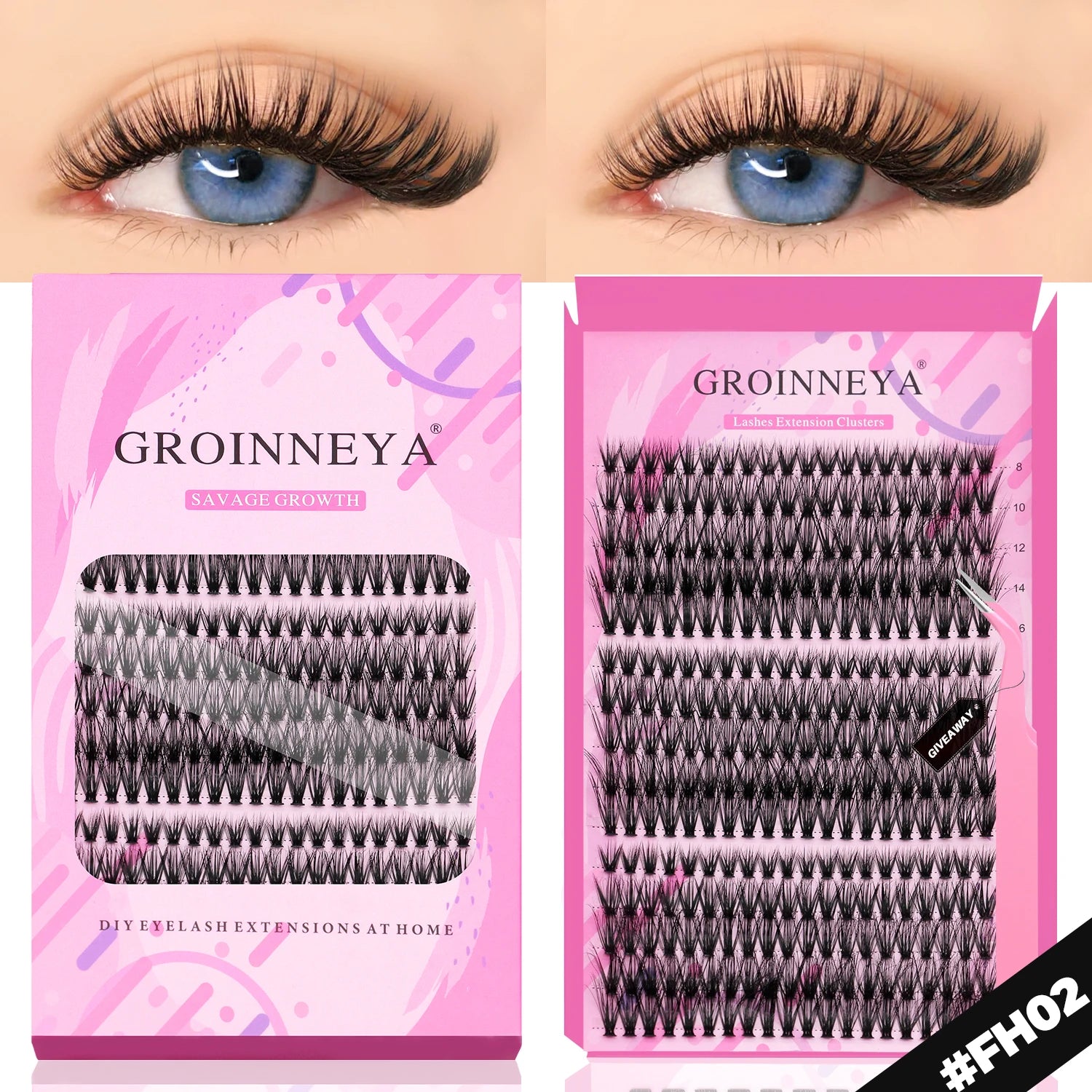 GROINNEYA DIY Lashes Extension Kit Individual Lashes Clusters Faux Mink Eyelash Extension Mix set with Lash Natural Look Makeup