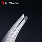 STALEKS TC-12/3 High Precision Eyebrow Tweezers Stainless Steel Slant Tip Tweezers Makeup Tool Hair Removal Tweezer with Storage