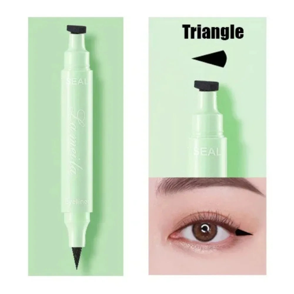 Black Eyeliner Stamp Triangle Dual-ended Liquid Eyeliner Waterproof Sweat-proof Quick Dry Eyeliner Makeup Seal Tool Cosmetics
