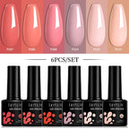 LILYCUTE 6Pcs/Set 7ML Gel DIY Nail Polish Bright Pink Semi Permanent Soak Off UV LED Gel Varnish Nail Art Design Manicure Kit