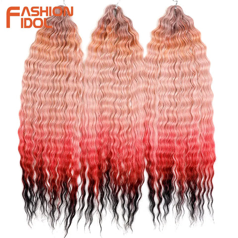 Ariel Hair Synthetic Twist Crochet Curly Hair 24 Inch Water Wave Braid Hair Ombre Blonde Brown Deep Wave Braiding Hair Extension