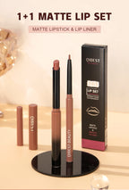 2pcs Lipstick Lipliner Pen Set Matte Waterproof Lip Liner Pencil Contour Makeup Sexy Red Lip Stick Long Lasting Cosmetics Beauty