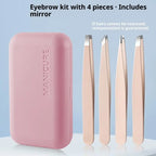 4 Pcs Stainless Steel Eyebrow Clip Tweezers Set Eyebrow Tweezers Eyebrow Trimming Set Beauty And Grooming Tools With Mirror Case