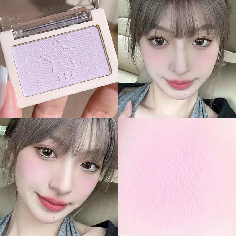 Smart, clear, monochrome blush matte, natural whitening, brightening cheeks, purple nude makeup, fine flash rouge