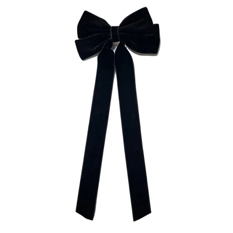 Velvet Hair Clip for Women Elegant Handmade Black Red Green Double Bows Barrette Pin Long Tassel Hair Accessories Christmas Gift