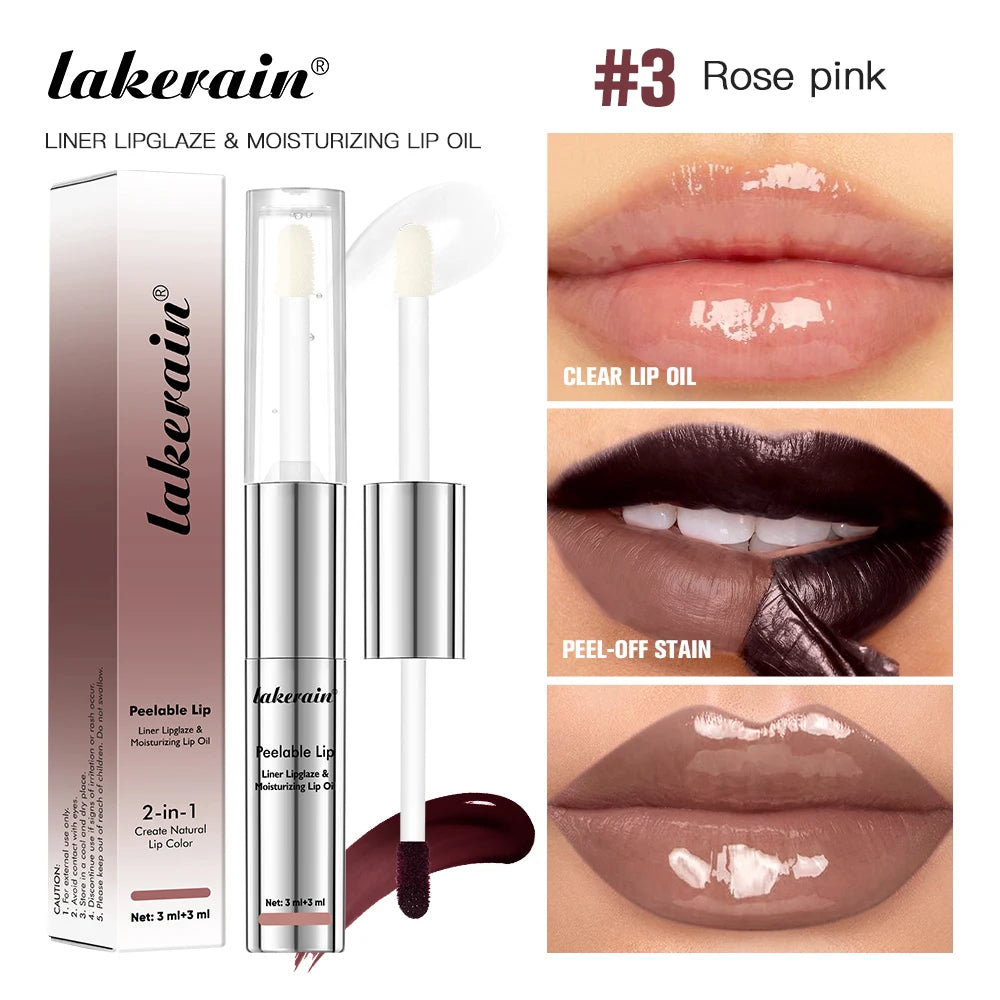 2 In 1 Lip Liner And Lip Gross Double Ended Peel Off Waterproof Matte Nourishing Moisturizing Smudge Proof Lip Tint Cosmetics