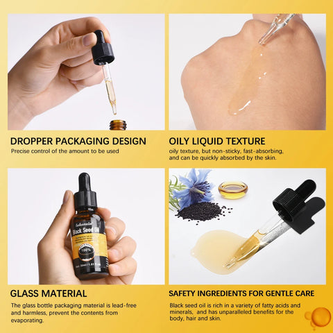 30ml Natural Black Seed Oil Serum Improve Dry&Frizzy Nourish And Repair Damaged Hair Essential Massage Oil Smooth Hair Skin Care