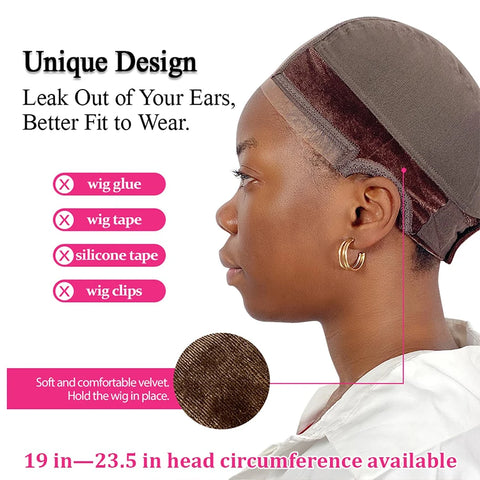 2025 New Lace Wig Cap With Grip Band For Keeping Wigs In Place, 4x5 Wider Transparent Lace For Lace Front Wig