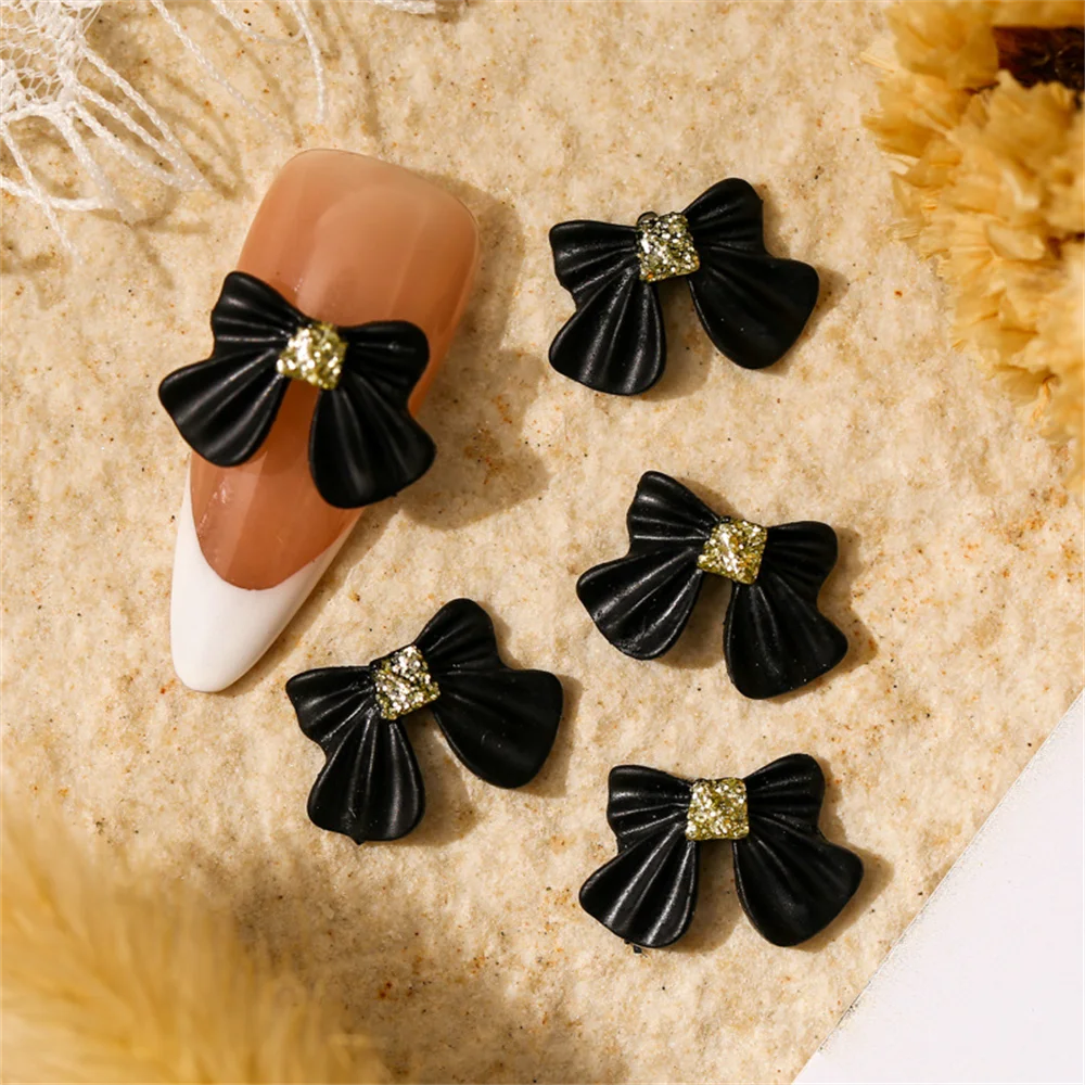 10Pcs Pink Gold Bear Nail Charms Japanese Cartoon Jewelry Nails Art Decoration 3D Rabbit Bear Manicure Accessories For Girl Lady