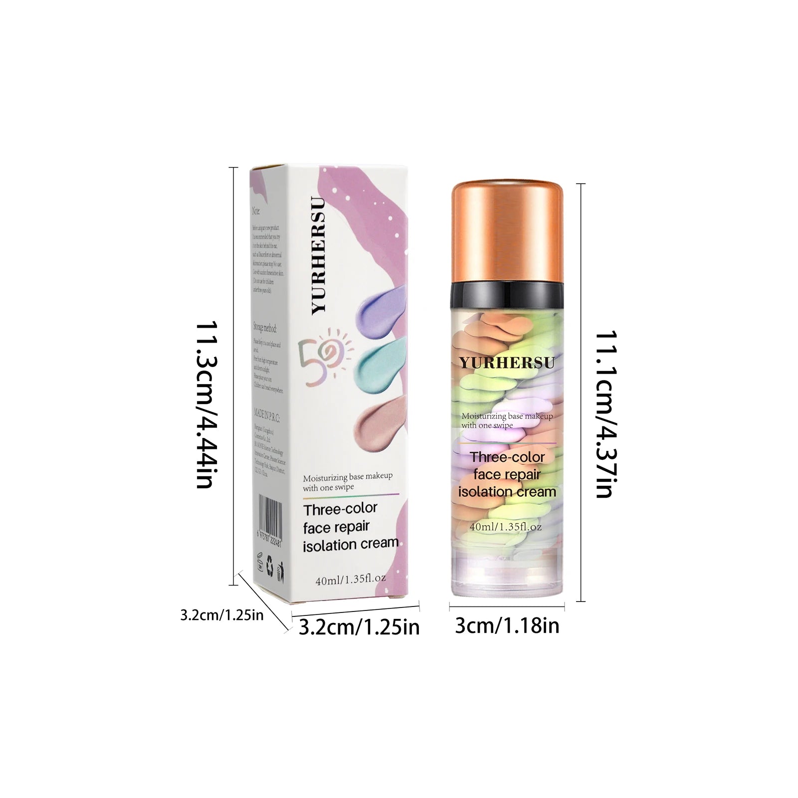Tri-Color Isolation Primer Moisturizing Concealer Long-Lasting Skin Tone Correcting