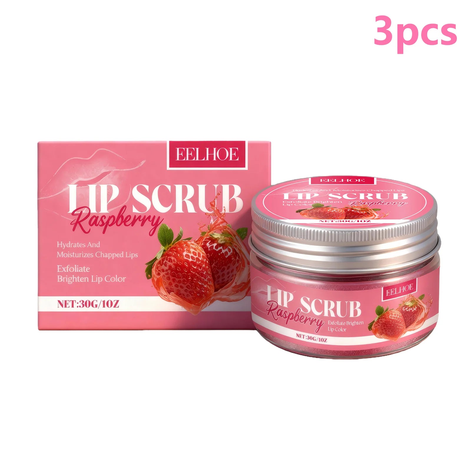 EELHOE Strawberry Lip Scrub to Remove Dark Lips Dead Skin Remover Lip Exfoliator Smooth Skin Care Moisturizing Lip Balm Scrub