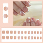 24pcs Y2k Star Press On Nails Gradient Black Mid-length Coffin False Nail Tips Full Cover Moon Designs Fake Nail For Cool Girls