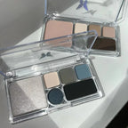 6 Colors Eye Shadow Palette Punk Smoky Black Glitter Pearly Eyeshadow Palette Korean Shiny Blue Eyeshadow Contour Blush Makeup