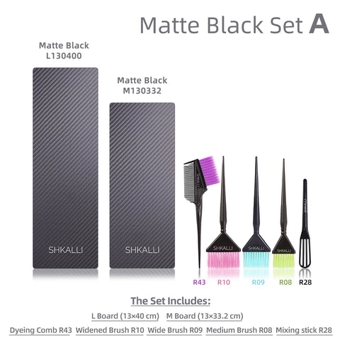 SHKALLI Professional Carbon Fibre Hair Balayage Board and Brush Set Hair Dyeing Tool Kit for Hairdressers