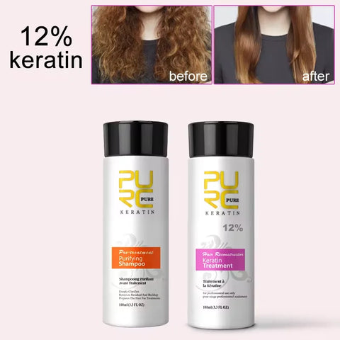 PURC Brazilian Keratin Purifying Shampoo Set Smoothing Straightening Keratin Hair Treatment Repair Curly Hair Care Products