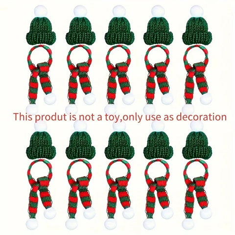 20pcs, Mini Christmas Hat And Scarf Set, Mini Christmas Knit Hat, Santa Hat Small For Christmas Wine Bottle Cover