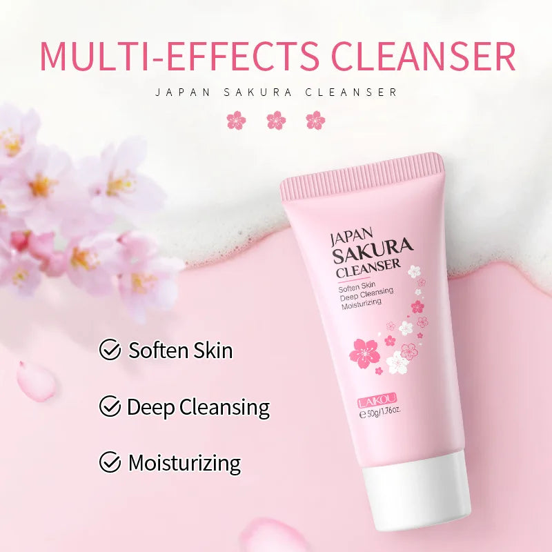 LAIKOU Facial Foaming Cleanser Deeply Cleansing Oil Control Moisturizing Blackhead Removal Skin Care Face Wash Foam Cleanser