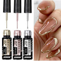LILYCUTE 3PCS Gold Sliver Metallic Liner Gel Nail Polish French Style Super Bright Mirror Pull Line Graffiti Painting Stripe Gel