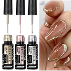 LILYCUTE 3PCS Gold Sliver Metallic Liner Gel Nail Polish French Style Super Bright Mirror Pull Line Graffiti Painting Stripe Gel