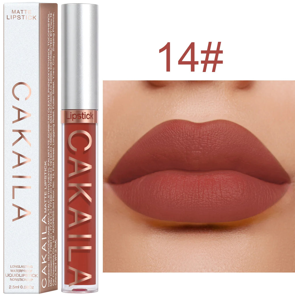 CAKAILA Waterproof Liquid Lipstick Set - Nude, Matte Red | 24-Hour Long-Lasting Lip Gloss | Suitable For All Skin Types