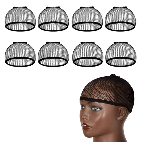Long Wig Caps, Open End Mesh Net Liner Weaving Cap, Wig Caps ForWomen Black Pack Of 6 Pcs