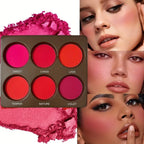 1 SET 6 Colors Waterproof Matte Blush Palette Medium Buildable Coverage Long-Lasting Natural Finish Light &Breathable Free brush