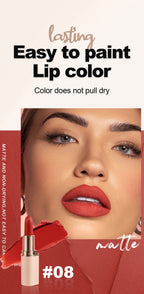8 Colors Deep Red Matte Lipstick Waterproof Non-Stick Velvet Texture Easy Apply Rose Red Lip Makeup Long-Lasting Cosmetics
