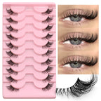 GROINNEYA Half Lashes Half Lashes Soft Natural Clear Band Lashes Natural Look Faux Mink Wispy Mink Eyelashes Extension Makeup