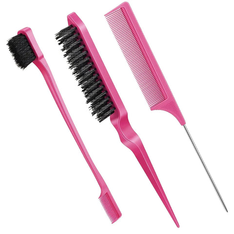 Hair Styling Comb Hair Brush Set, Teasing Edge Brush Rat Tail Comb For Curly/Straight/Wet/Dry/Long/Short Hair