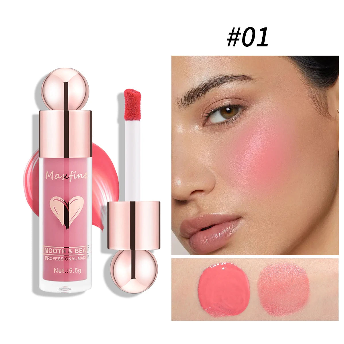 Multifunctional Liquid Blush with Smooth Texture Long Lasting Pigmentation Hydrating Formula and High Light Effect for Makeup