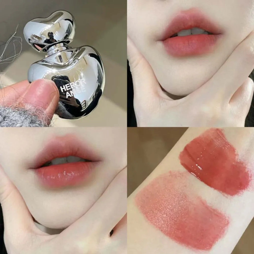 Peach Heart Silky Matte Lipstick Velvet Matte Blush Lip Gloss Face Liquid Pink Lip Tint Cream Pigment Long Lasting Lips Makeup