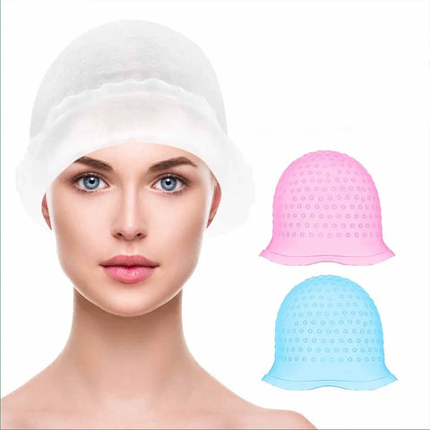 Silicone Highlighting Cap with Hook Needle Reusable Hair Dye Cap Set Barber Professional Hair Coloring Salon Hair Tools