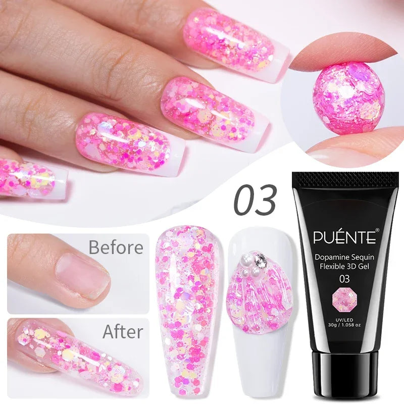 PUENTE 5ml Metallic Painting Liner Gel Polish Bright Mirror Effect Semi-Permanent UV Nail Varnish For Stunning French Nail Art