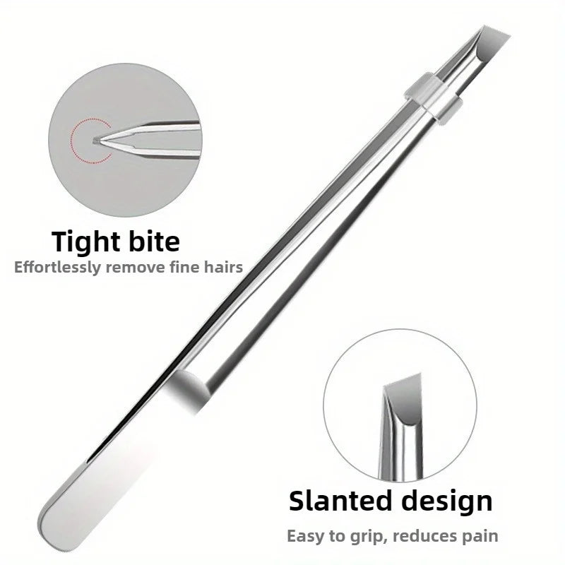 Professional Stainless Steel Tweezers for Eyebrows & Facial Hair Hypoallergenic Precision Tip Sensitive Beige Eyebrow Beard Clip