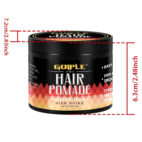 GOIPLE 113g Men Hair Pomade High Shine Hair Styling Oil Strong Hold Easily Shape Water Based Long Lasting Gel Wax Cream