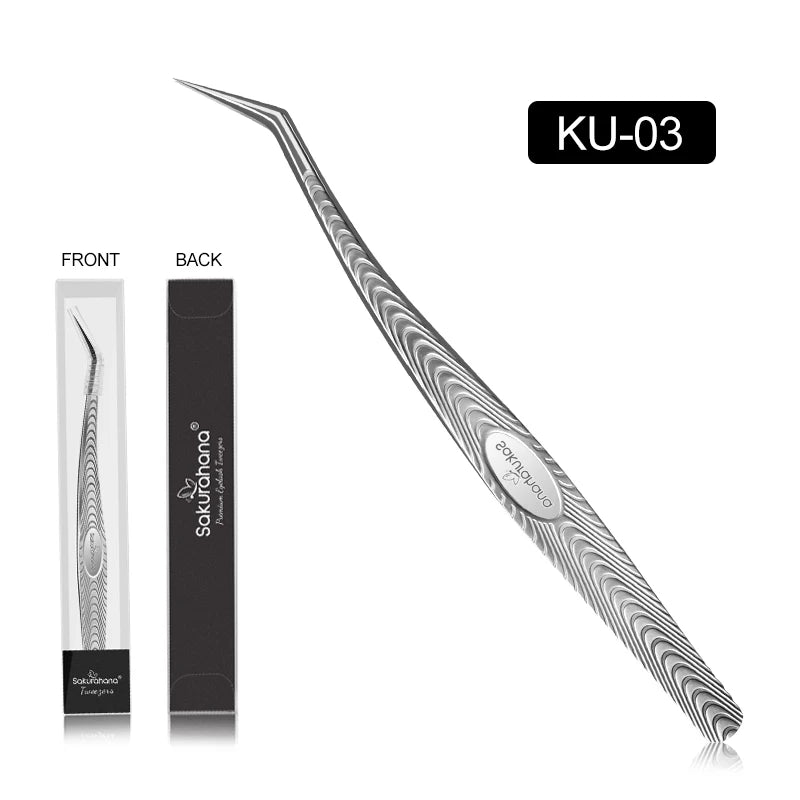 SAKURAHANA Anti-Static Eyelash Tweezers Professional High Precision Volume Extension Stainless Steel Anti-slip Makeup Tool