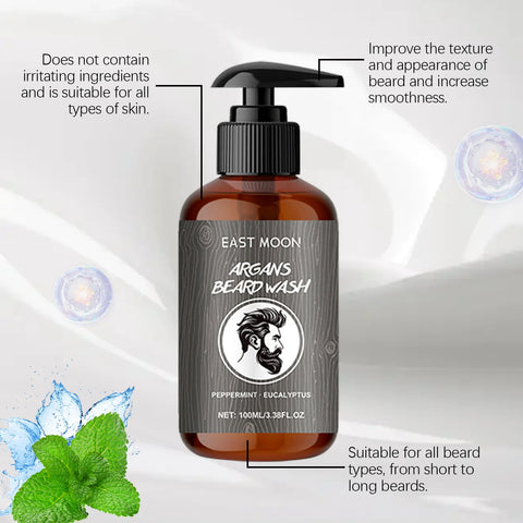 East Moon Argan Oil Beard Shampoo Improve Softens Growth Reduce Loss Increase Smooth Damaged Treatments Beard Hair Care Shampoo