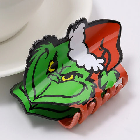 1 pc cute cartoon print Christmas seriesgrab clip hair clip hair clip hair clip hairornament on the back of the head