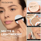 1PC  Waterproof Pressed Powder Foundation,Matte Finish, Full Coverage, Non-Sticky, for All Skin Types, Light to Medium Tone