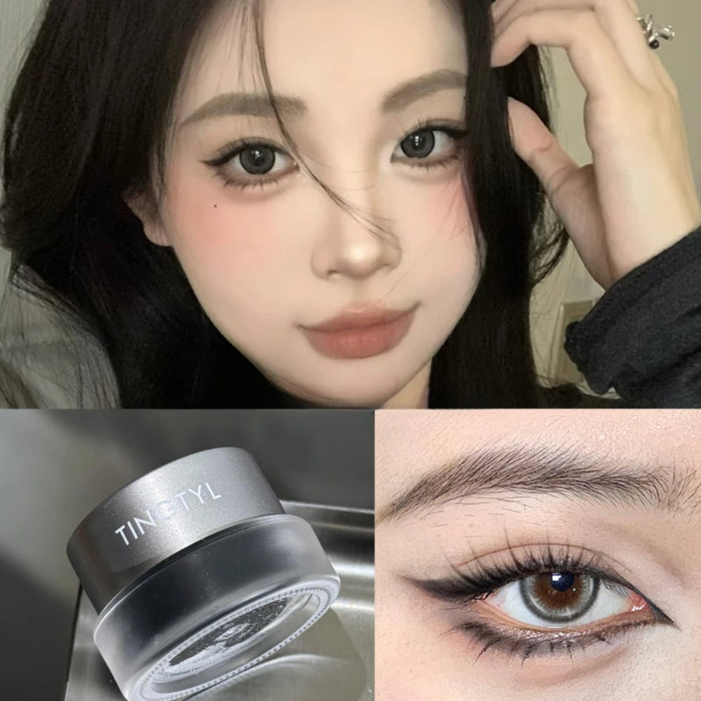 3-Color Eyeliner Eyebrow Gel Cream With Brush Waterproof Lasting Non Smudging Matte Red Brown Easy Wear 3 In 1 Korean Makeup