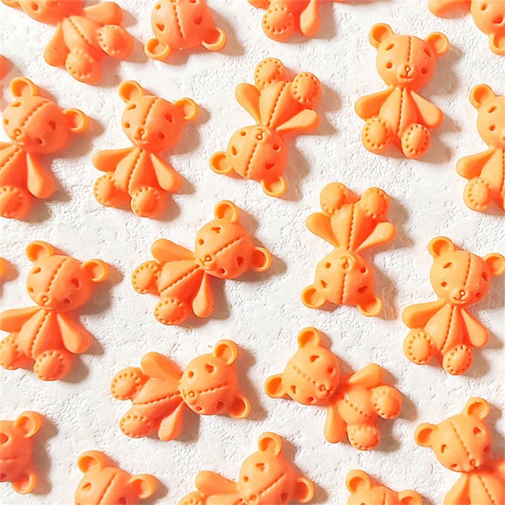10Pcs Pink Gold Bear Nail Charms Japanese Cartoon Jewelry Nails Art Decoration 3D Rabbit Bear Manicure Accessories For Girl Lady
