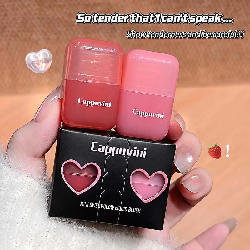 Cappuvini Mini Moisturizing Liquid Blush Energetic Pink Cheek Rouge Korean Style Blusher Long-Lasting Easy to Apply